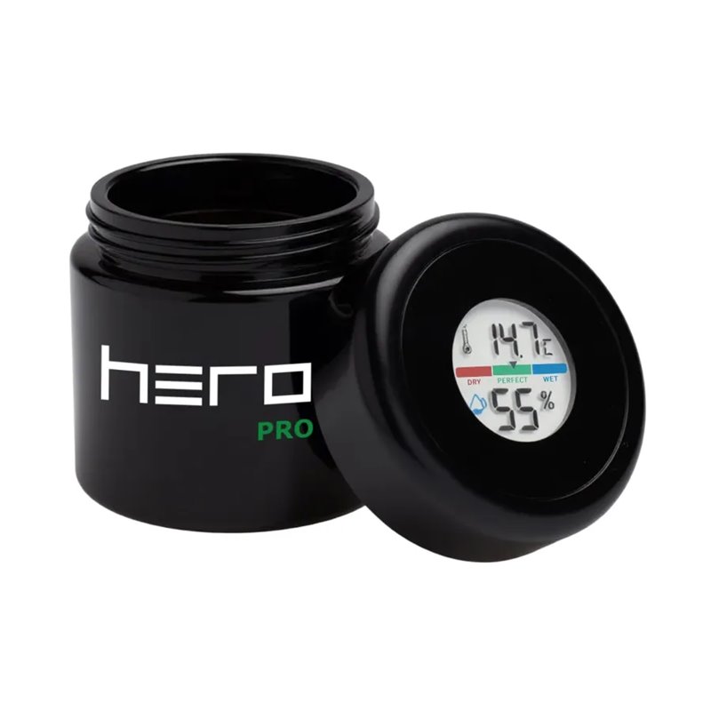 Szklany pojemnik bezzapachowy z higrometrem 100ml HERO PRO