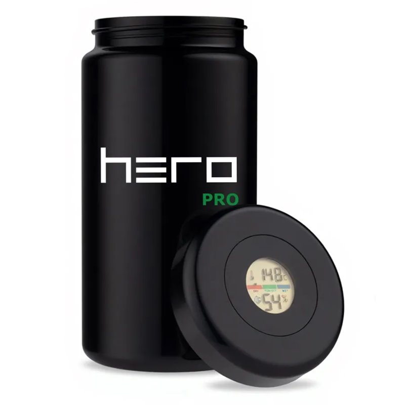Szklany pojemnik bezzapachowy z higrometrem 1000ml HERO PRO