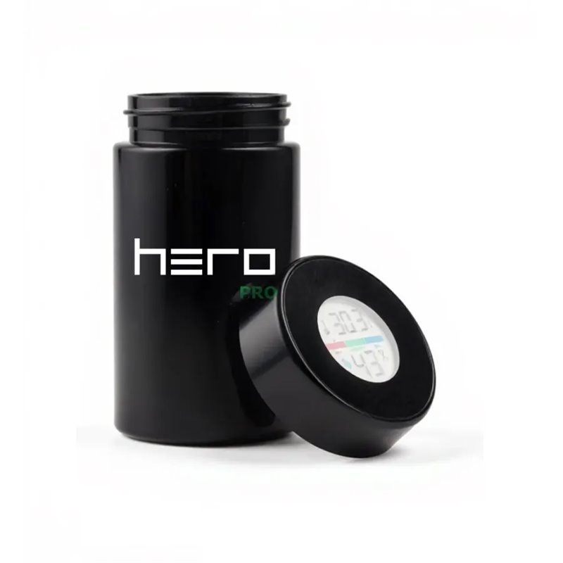 Szklany pojemnik bezzapachowy z higrometrem 150ml HERO PRO