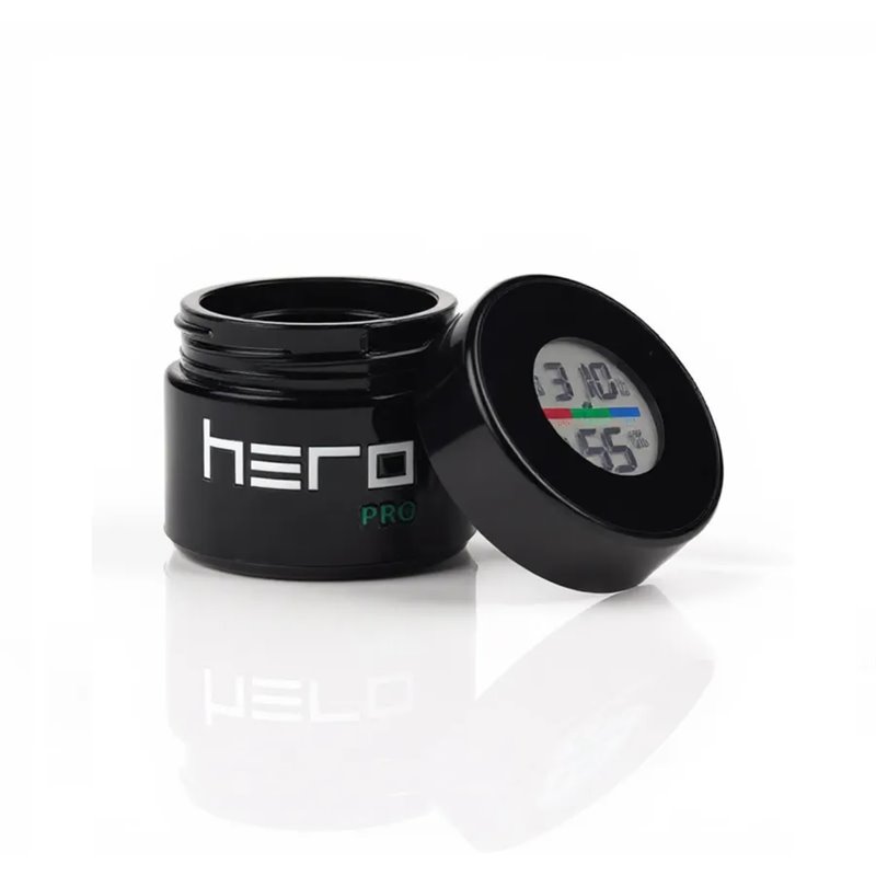 Szklany pojemnik bezzapachowy z higrometrem 50ml HERO PRO