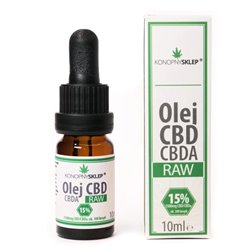 Olej CBD konopny RAW 15% CBD+CBDA 10ML 1500mg