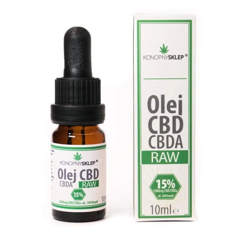 Olej CBD konopny RAW 15% CBD+CBDA 10ML 1500mg